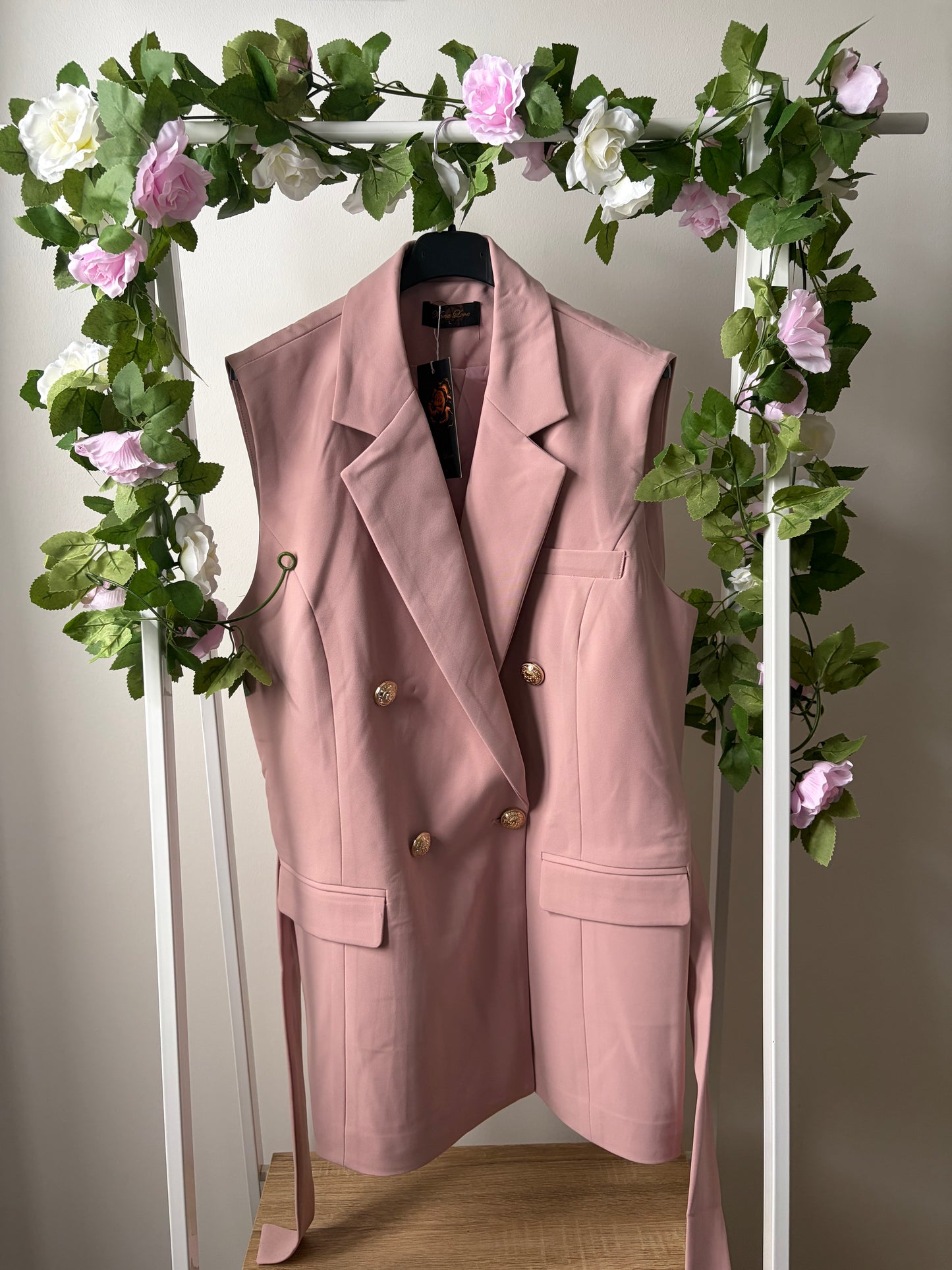 Blazer Long Sans manches Rose