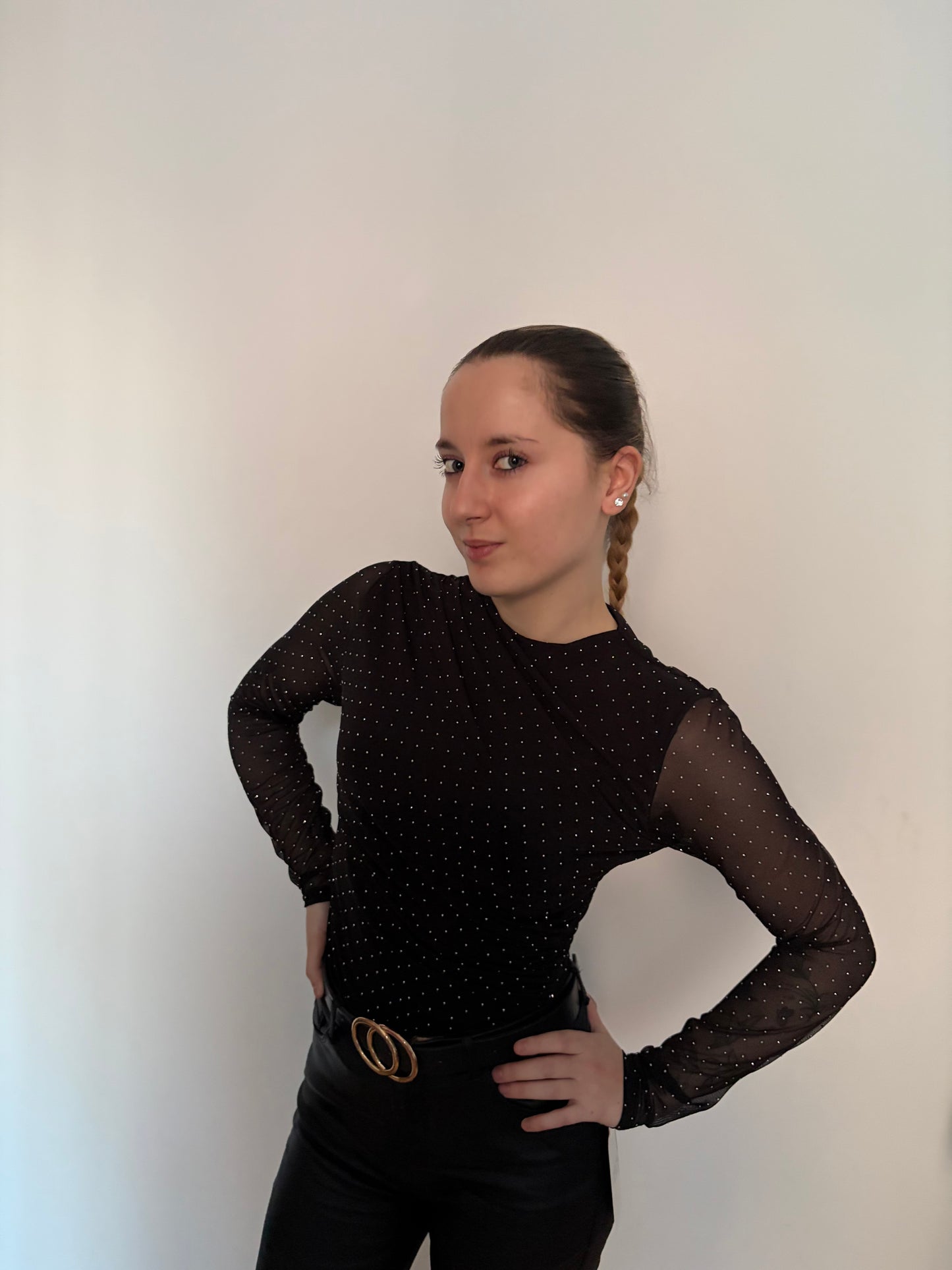 Body manches longues TU noir pailletée