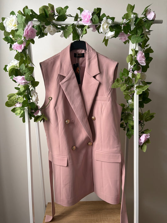 Blazer Long Sans manches Rose